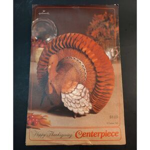 Vintage Thanksgiving Turkey Standing Honeycomb Centerpiece‎ Hallmark 12" Tall